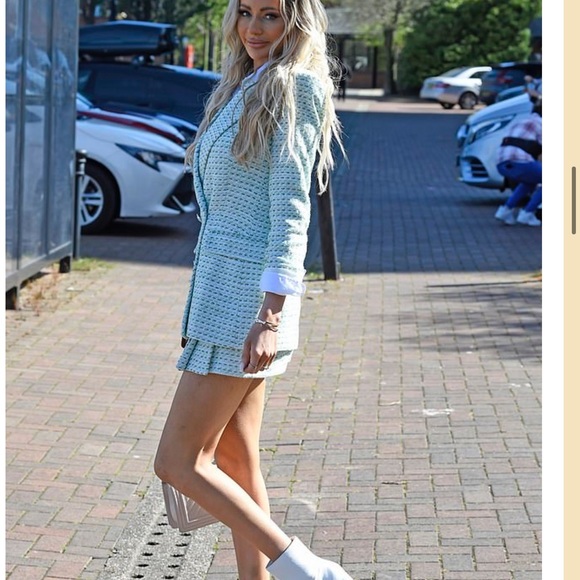 ZARA 2 Piece Textured Double Breastex Check Blazer And Structured Skirt - Picture 6 of 12